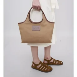 A.P.C. Tote bag van katoenen canvas met details van rundleer