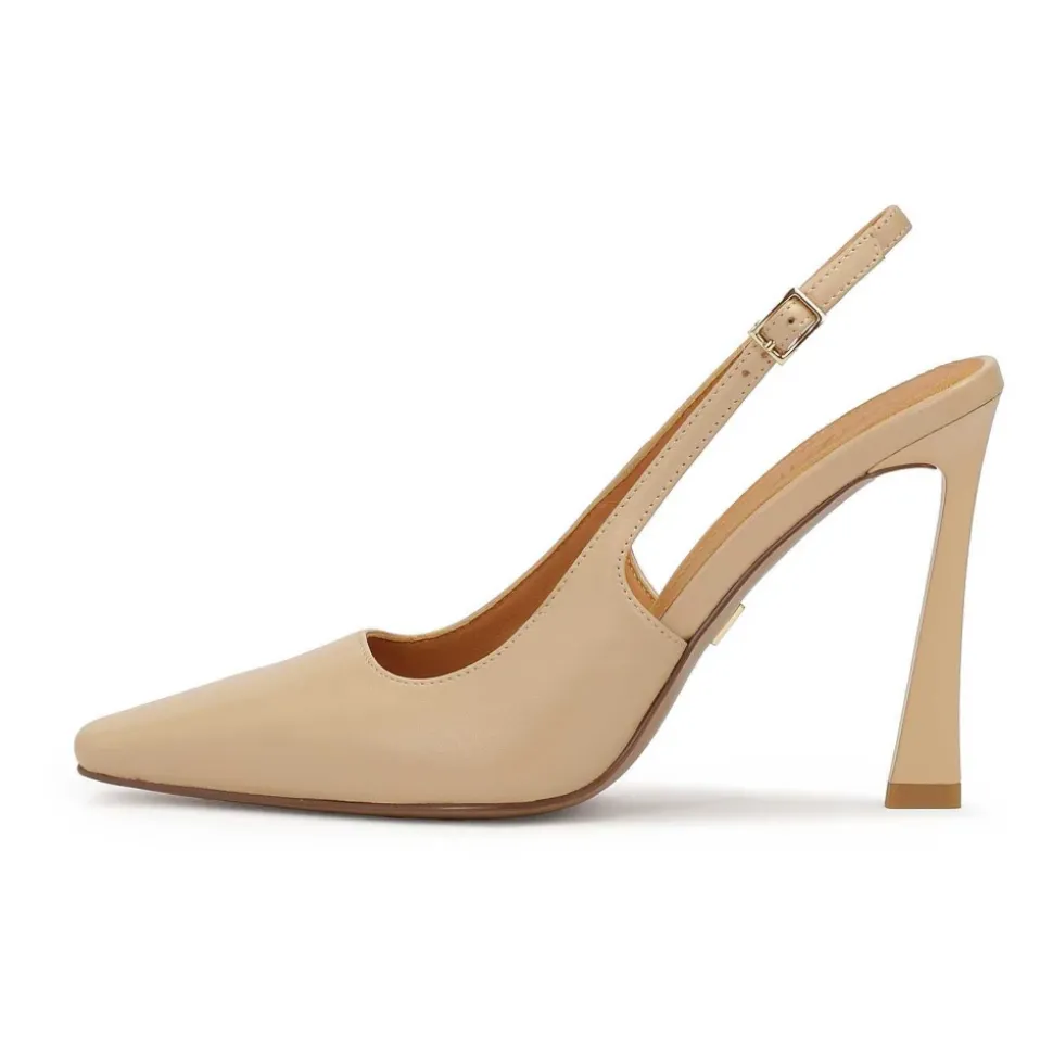 Beige pumps met een unieke hak