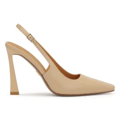 Beige pumps met een unieke hak