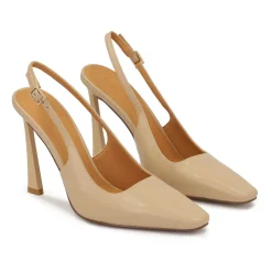 Beige pumps met een unieke hak