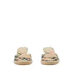 Beige Slip-On Sleehakken met Ruitpatroon