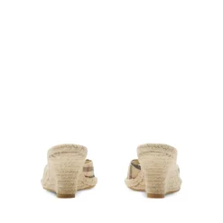 Beige Slip-On Sleehakken met Ruitpatroon