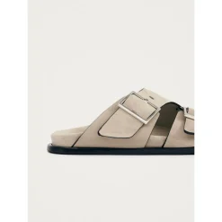 Beige Suède Leren Sandalen
