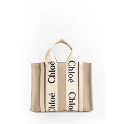 Beige Woody Tote Bag met Linten