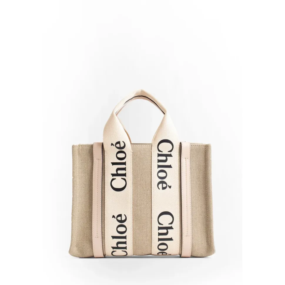 Beige Woody Tote Bag met Linten