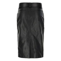 Belted Pencil Rok in Gekreukt Leer