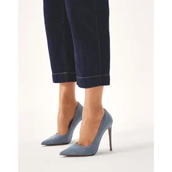 Blauwe denim stoffen pumps