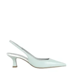 Blauwe leren slingback hakken