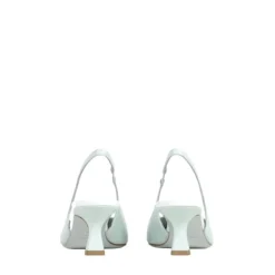 Blauwe leren slingback hakken