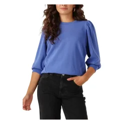 Blauwe 3/4 Mouw Sweat Top