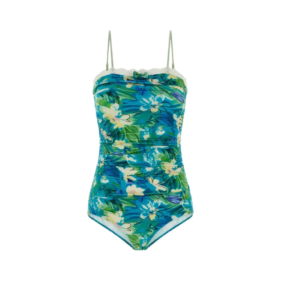 Bodysuit met ruches en kanten rand