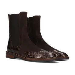 Bruine Chelsea Boots met Krokodillenprint