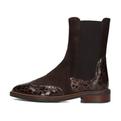 Bruine Chelsea Boots met Krokodillenprint