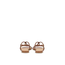 Bruine platte sandalen van volnerf leer
