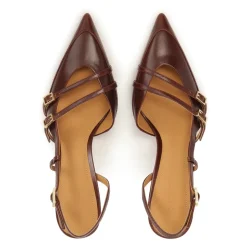 Bruine pumps met open hiel
