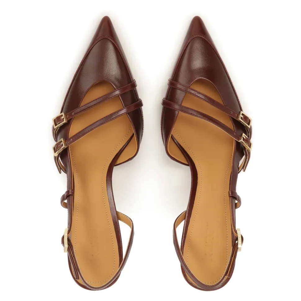 Bruine pumps met open hiel