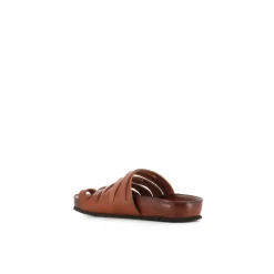 Bruin lederen sandalen met gekruiste bandjes