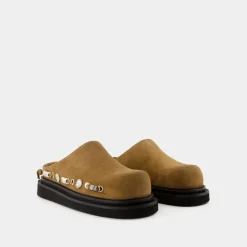 Bruin leren sandalen - Ronde neus