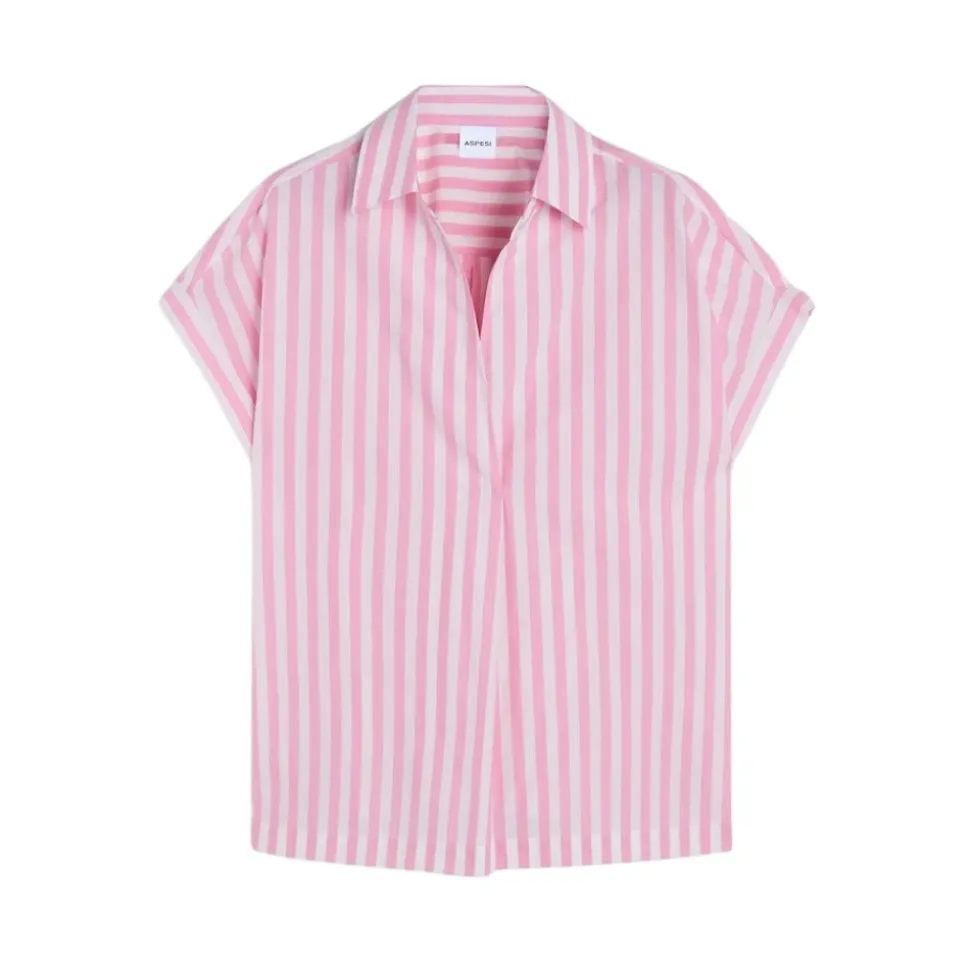 CAMISA ASPESI COLOR ROSA RAYAS BLANCAS