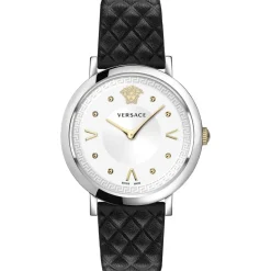 Chique Dameshorloge Zwart Leer Zilver