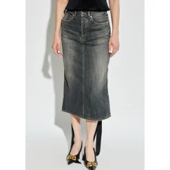 Denim rok met decoratief lint aan de achterkant