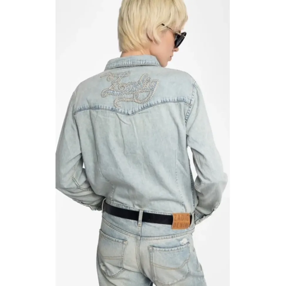 Denim Shirt met Borduurwerk en Studs
