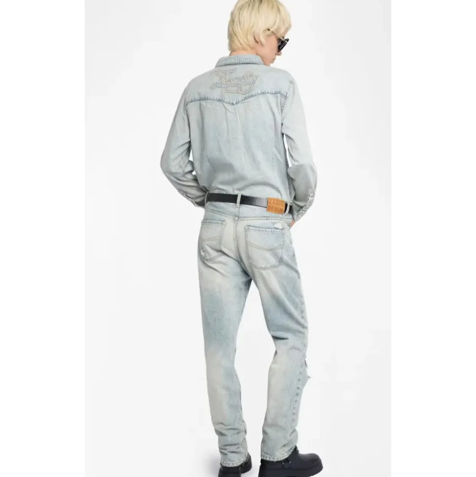 Denim Shirt met Borduurwerk en Studs