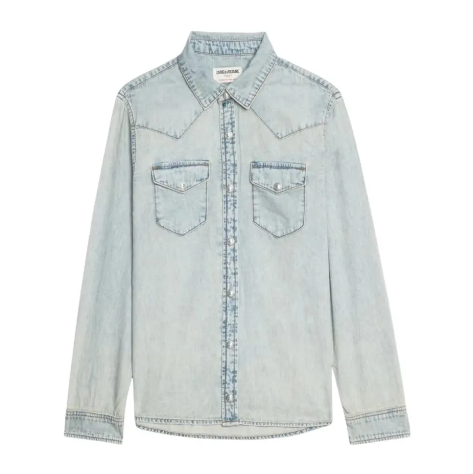Denim Shirt met Borduurwerk en Studs