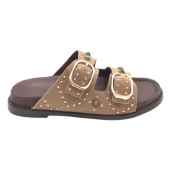 Double-Buckle Suede Slider