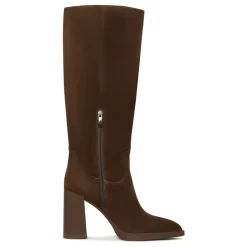 Elegante kniehoge laarzen met blokhak Bambi - Bruin