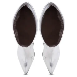 Elegante zilveren kniehoge metallic laarzen - Trendy hoge hak statement schoeisel - Zilver
