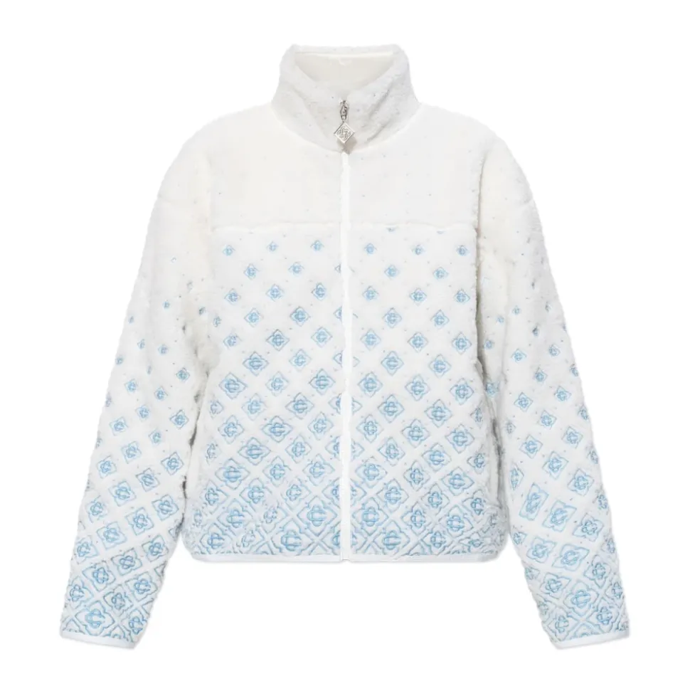 Geborduurde Gradient Monogram Cropped Fleece Jas