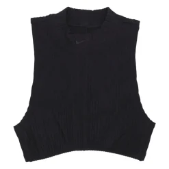 Geribbelde Mouwloze Top met Hoge Hals