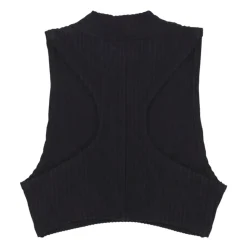 Geribbelde Mouwloze Top met Hoge Hals