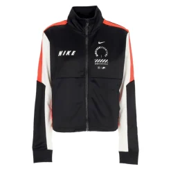 Korte Dames Track Top Zwart/Rood/Wit
