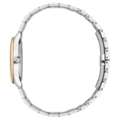 29 mm roestvrijstalen kast, roségoud vergulde lunet, zilveren wijzerplaat, roestvrijstalen armband, quartz uurwerk