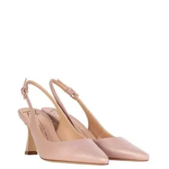 Nude leren slingback pumps