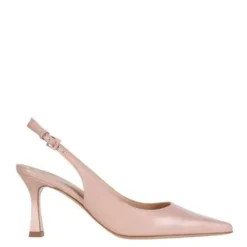 Nude leren slingback pumps