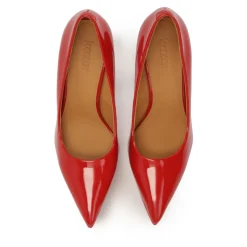 Rode gelakte platformpumps