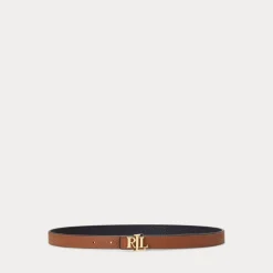 SKINNY OMKEERBARE LEREN RIEM - BRUIN/ZWART