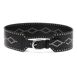 Stud Embellished Zwart Leren Riem