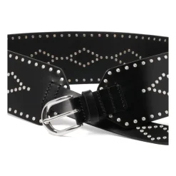 Stud Embellished Zwart Leren Riem