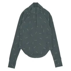 Vintage Groene Half-Zip Lang Mouw T-shirt