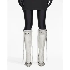 Witte Cagole Point-Toe Stiletto Laarzen