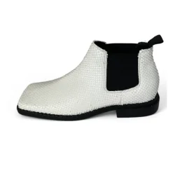 Witte leren enkellaars reptielpatroon