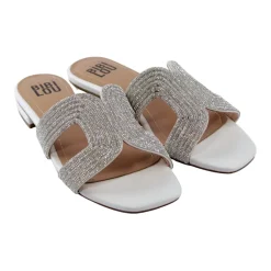 Witte Swarovski Ciabatta Sandalen