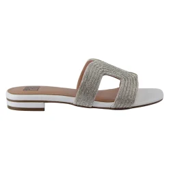 Witte Swarovski Ciabatta Sandalen