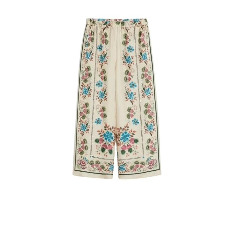 Zijden Twill Broek met Print
