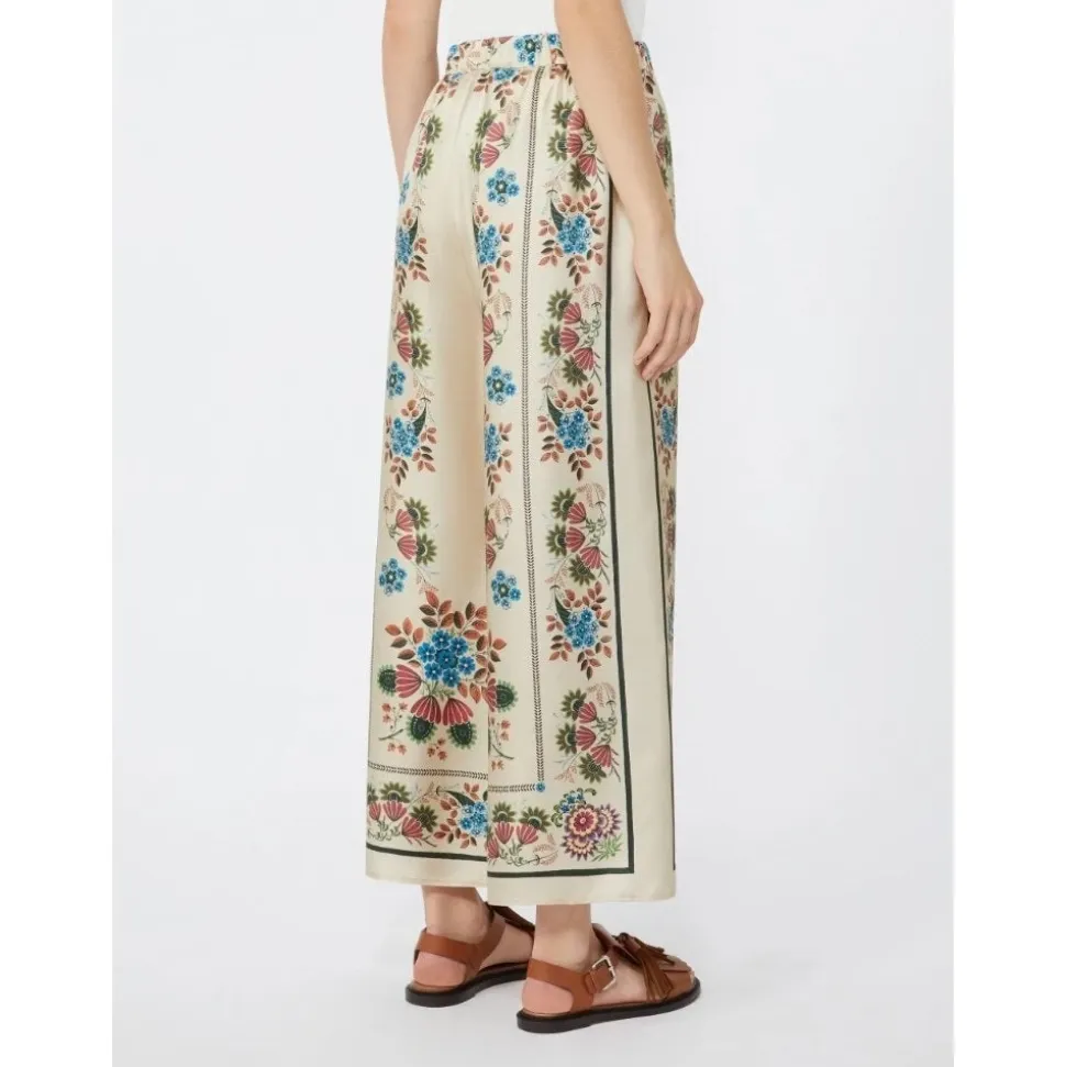 Zijden Twill Broek met Print