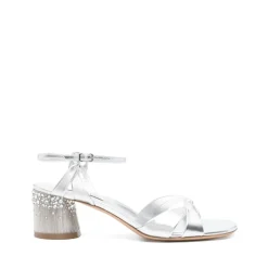 Zilveren Enkelband Lage Hak Sandalen